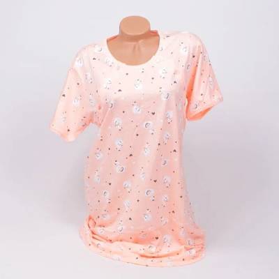 Нощница за бременни в бледооранжев цвят с лебеди