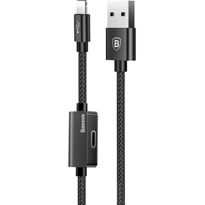 Baseus Lightning USB кабел с до ълнителен Lightning  орт за устройства с Lightning  орт (100 см) - Baseus Music Series Lightning Audio Data Cable (черен) (CALYU-01)