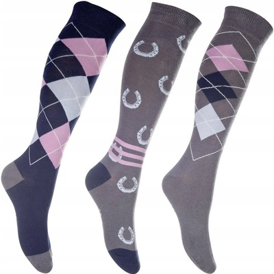 HKM Podkolenky jezdecké Cardiff 3 páry grey blue