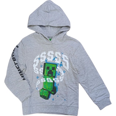 Chlapecká mikina Minecraft přes hlavu šedá