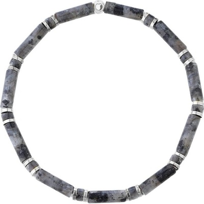 Manoki Luxusní pánský náramek Antonio larvikit, hematit BA1234SS/23 Šedá 23 cm