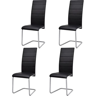 vidaXL Конзолни трапезни столове, 4 бр, черни, изкуствена кожа (242290)