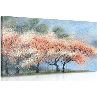 Obraz kvetoucí stromy v akvarelovém provedení - 90x60