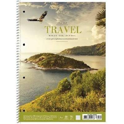SHKOLYARYK Spirálový sešit Travel mix motivů čtverečkovaný A4