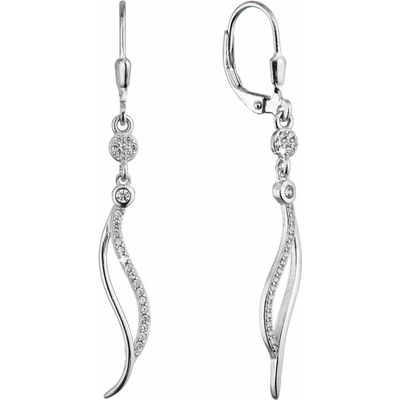 Evolution Group Elegantné dlhé náušnice Vlnky so zirkónmi 11541.1