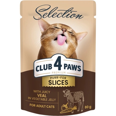 Club 4 Paws Premium Plus plátky s teľacím mäsom v zeleninovom žele 80 g