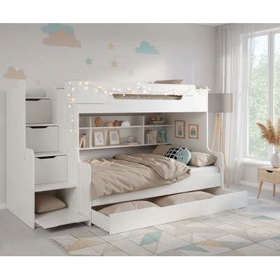 ArtBed Harry poschodová s roštom biela