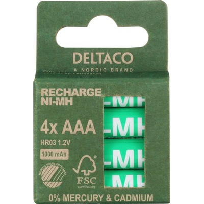 DELTACO RECHARGE Nordic Ecolabel AAA 4ks ULT-NH1000AAA-4P
