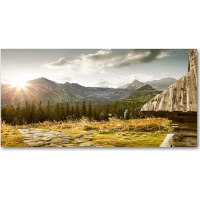 Foto obraz fotografie na skle Dom v horách 100x50 cm