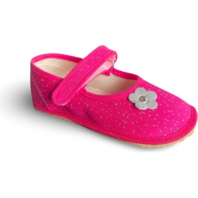 Beda Barefoot 060010/BA baleríny/bačkorky dívčí růžové třpytky květinka
