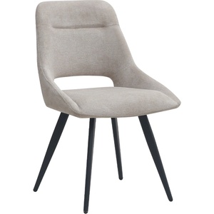 TopMebel Тапициран трапезен стол Firenze TopMebel в бежов цвят с черни метални крака 51x60x81cm