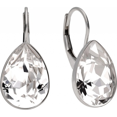 Swarovski Elements Pear Stříbrné náušnice visací bílé slzičky, kapky 31231.1