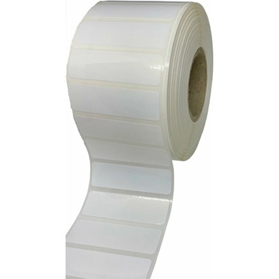 Plastová Etiketa 20 mm x 8 mm, Polypropylén, Biela, Dutinka 40 mm, 2000 ks/kotúč, Permanentné lepidlo, Priemer kotúča 78 mm