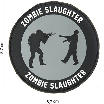 Gumová nášivka 101 Inc nápis Zombie Slaughter - sivá