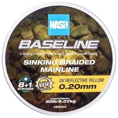Nash Splétaná Šňůra Baseline Sinking Braid UV Yellow 1200m 0,20mm 9,07kg