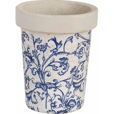 Esschert Design BETONOVÝ květináč KELLY 16X13 CM BÍLÁ/MODRÁ