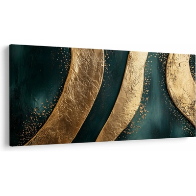 Obraz - Zelená abstrakcia so zlatom I., jednodielne 200x100 cm