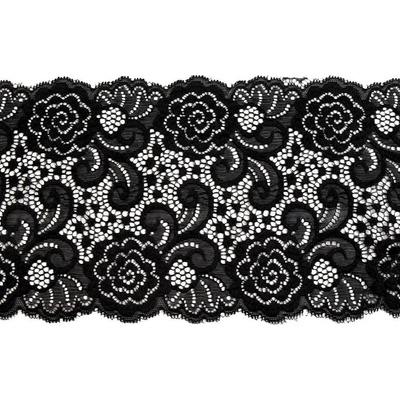 Elastická krajka / vsadka / běhoun šíře 15 cm, střední, 2 černá