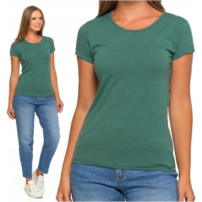 DÁMSKE TRIČKO Blúzka T-Shirt Hladké s Krátkym Rukávom Khaki