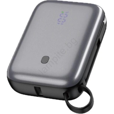 Platinet Power Bank 10000 mAh 20W PD с вграден USB-C кабел 1м, черен (PL0604)