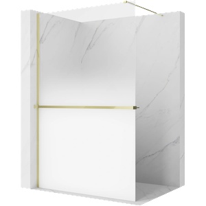 Mexen Kioto+ душ стена с рафт Walk-in 90 x 200 см, бял омбре 8 мм, златна - 800-090-121-50-86 (800-090-121-50-86)