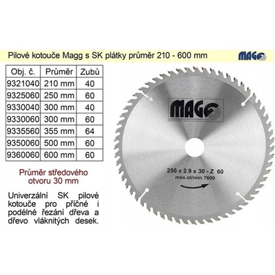 MAGG Píla na pórobetón (tvárnice) s pílovými listami SK 600x30mm, 60 zubov Magg