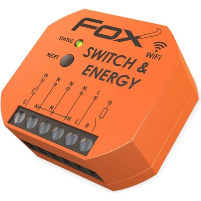 FOX SWITCH & ENERGY - Bezdrôtové WiFi relé pre monitorovanie spotreby, 85-265V, 10A, 1x NO