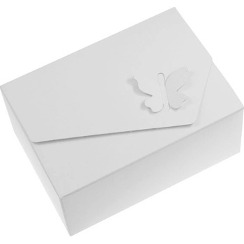 Krabička na výslužku MOTÝLEK,18 x 13 x 8 cm - bílá/bílá (10 ks/bal)