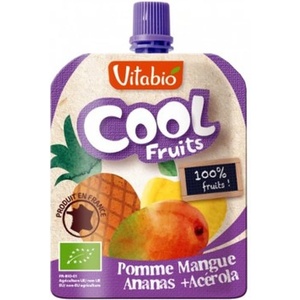 Vitabio Плодов мус Vitabio - Ябълка, манго, ананас и ацерола, 90 g (3288130600063) - baby