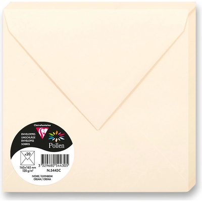 Clairefontaine 165 × 165 mm - barevná obálka - 20 ks, krémová