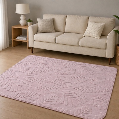 Takoy Koberec 140x180 vzor lístie ružový-HT-01648 | 140 x 180 cm