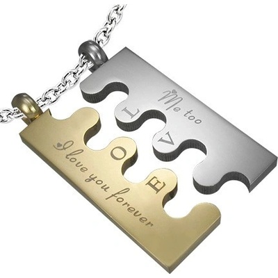 Šperky eshop Ocelový přívěsek Puzzle stříbrno zlatý G20.10