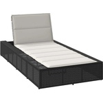 vidaXL Шезлонг с плаваща възглавница Black Poly Rattan (4104202)