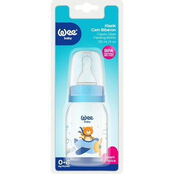 Image 1 of Wee Baby Стъклено шише Wee Baby Classic - 125 ml, с тигър и самолет (877)