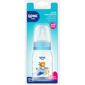 Wee Baby Стъклено шише Wee Baby Classic - 125 ml, с тигър и самолет (877) - baby