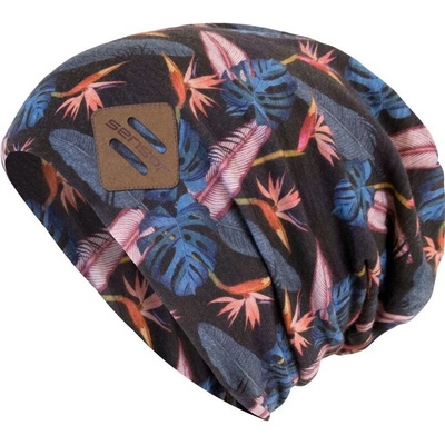 Sensor merino čepice Impress logo černá/floral