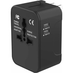 Techsuit Захранване с 2xUSB-C и USB-A изходи и преходници за цял свят в едно устройство за мобилни устройства - Techsuit Travel Adapter (HHT202-2C) 15W (черен) (KF2331247)