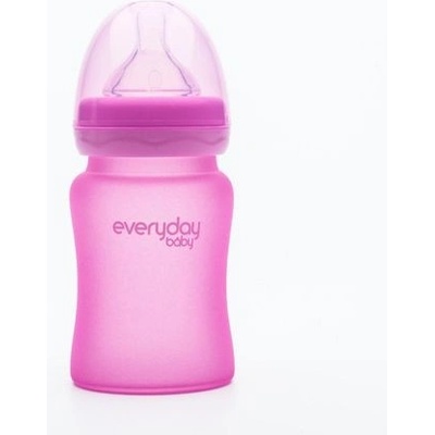 Everyday Baby fľaša sklo s teplotným senzorom Pink 150 ml