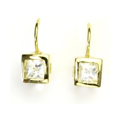 Čištín Zlaté náušnice,čirý zirkon 5x5 mm, žluté i bílé zlato - VE 40