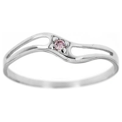 Zlatnictví U Kostela dámský zlatý prsten s růžovým zirkonem F11br