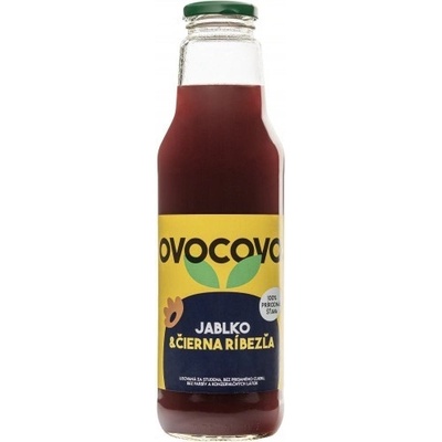 OVOCOVO Jablko Čierna ríbezľa 100% prírodná ovocná šťava sklo 0,75 l