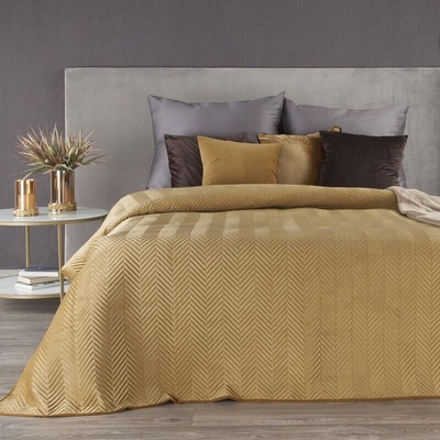 Takoy Přehoz na postel SOFIA z měkkého a matného sametu prošívaný do vzoru rybí kosti -HF-378345 220 x 240 cm