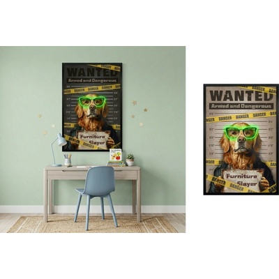 Pop art nástenný obraz psa s neon okuliarmi – LED štýlová dekorácia na stenu – 63 × 93 cm