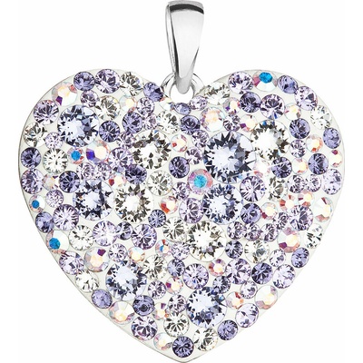Pavona Strieborný prívesok s krištáľmi Swarovski mix farieb srdca 34243.3 violet