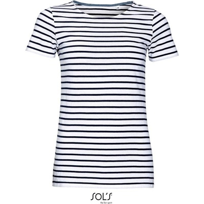 SOL'S Miles Women Dámske tričko biela modrá navy