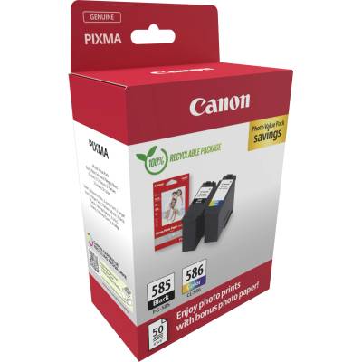 Canon Комплект 2 глави и 50 броя фотохартия за Canon Pixma TS7600/TS7700 Series - Ink - PG585 (PG-585) / CL586 (CL-586) / 6205C004 - BK/C/M/Y - Multipack - PN 6205C004 (6205C004)