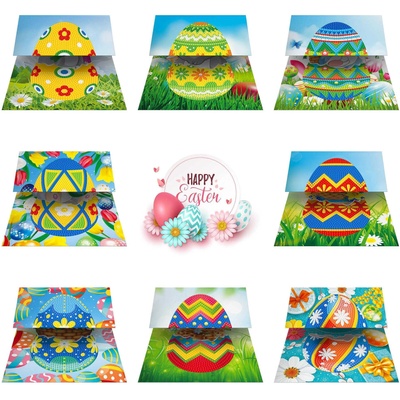 Диамантени 3d Поздравителни Картички за Великден - 8 броя, Кръгли мъниста