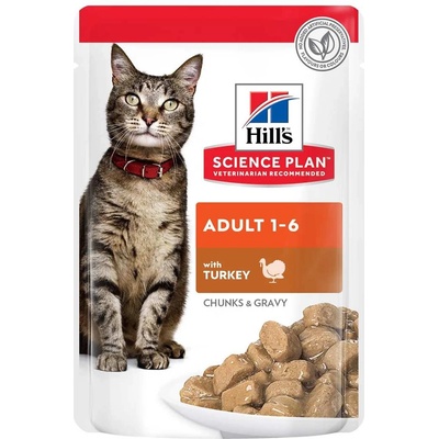 Hill's Science Plan Feline Adult пауч с пуйка - малки късчета в сос Грейви за зрели котки 1-6 години 12 пауча по 0. 085 гр 1. 020 кг