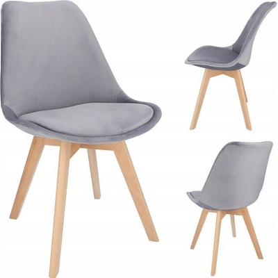 Pro-Tech shop Bari sametové sedadlo dřevěné nohy šedá barva