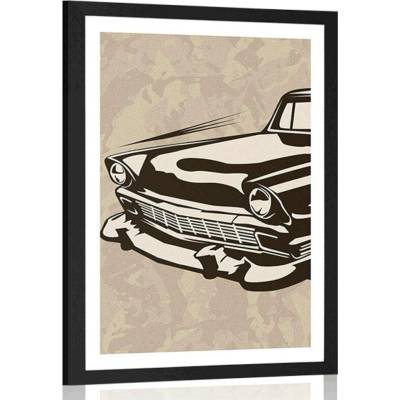 Plakát s paspartou retro veterán - 40x60 black